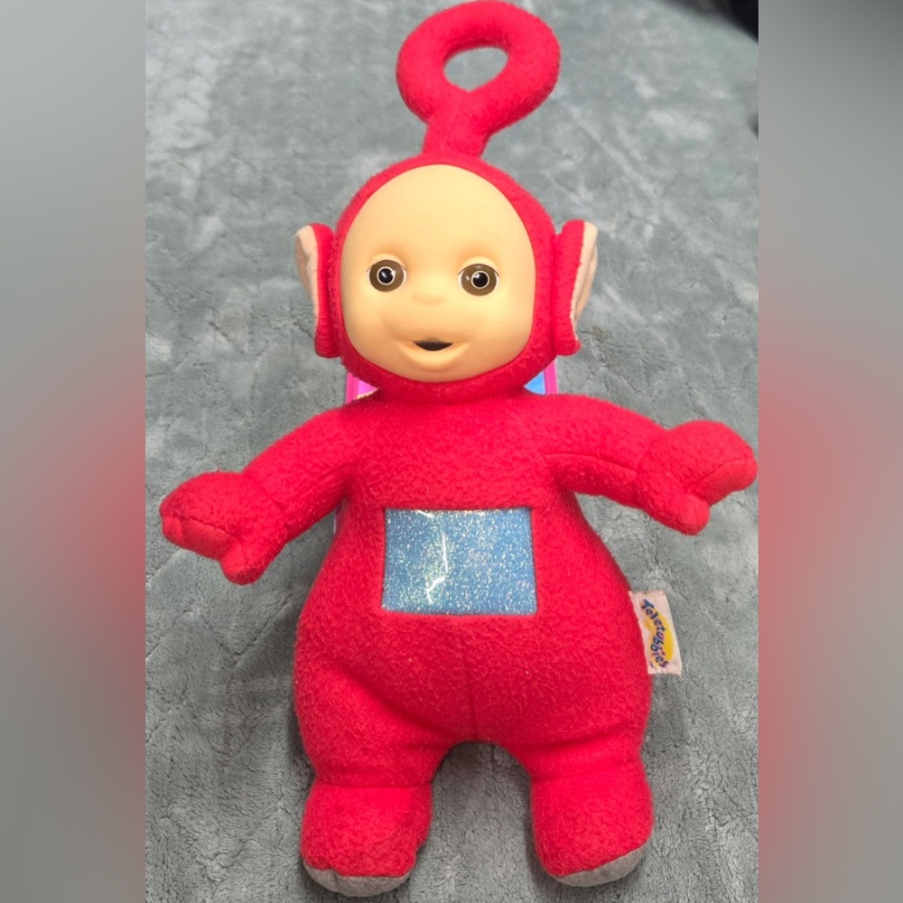 Vintage 1998 Teletubbies Talking 15" Tall Poe Red Plush Doll Toy Works Playskool